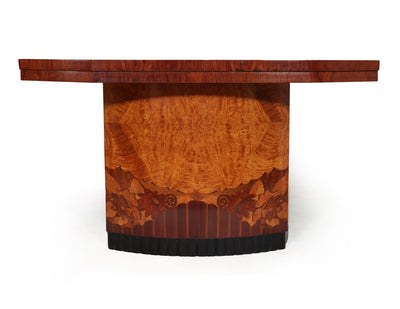 French Art Deco Walnut Marquetry Console Table front