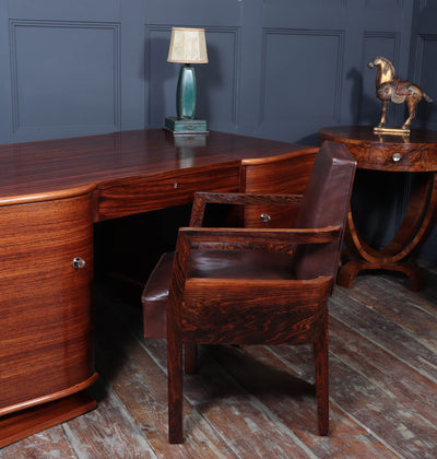 French Art Deco leather Desk chair