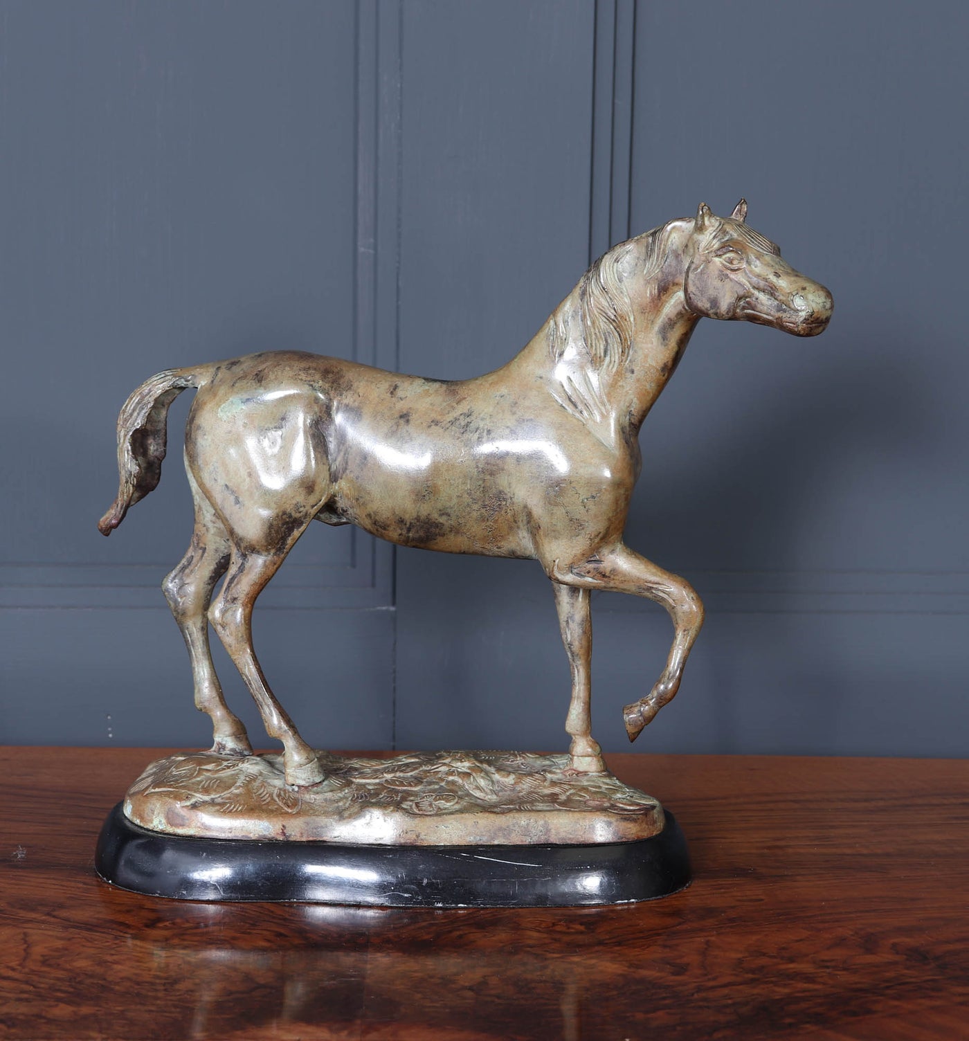 French Cold Painted Bronze Horse Sculpture