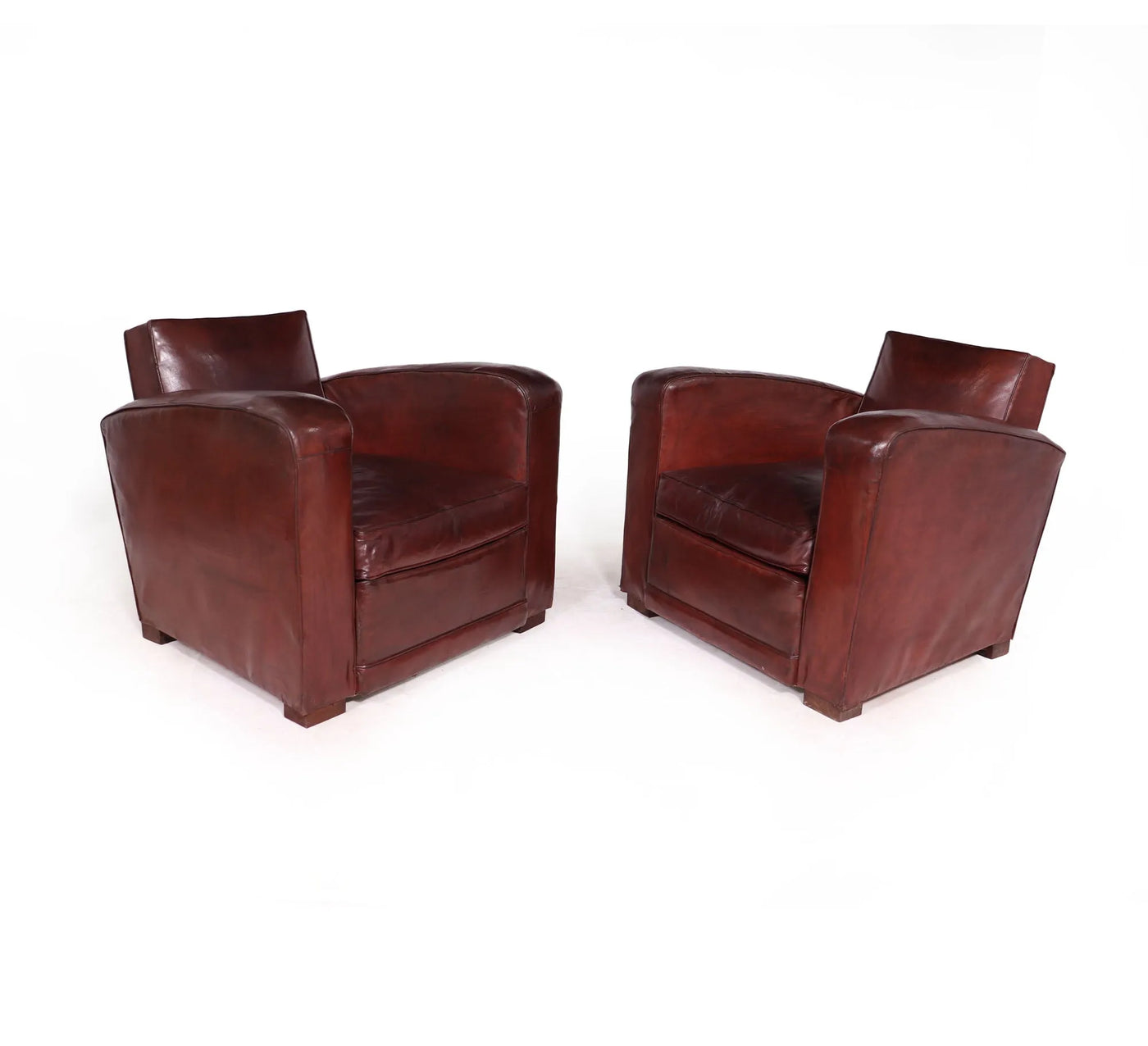 French Leather Club Chairs c1950