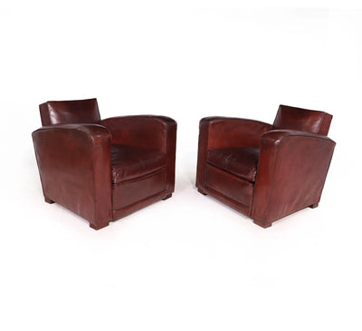 French Leather Club Chairs c1950