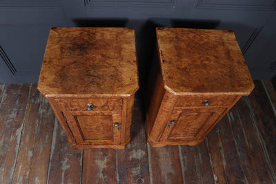 Pair of English Antique Burr Walnut Bedside Cabinets