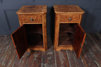 Pair of English Antique Burr Walnut Bedside Cabinets