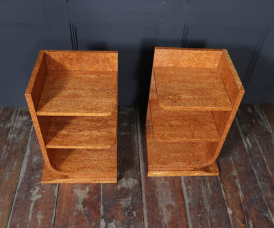 Pair of French Art Deco Side Tables in Karelian Birch