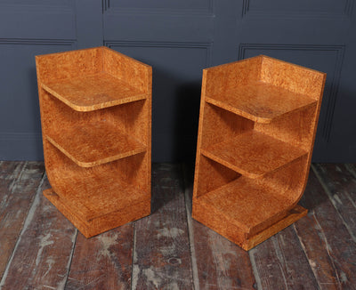 Pair of French Art Deco Side Tables in Karelian Birch