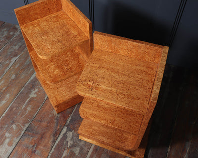 Pair of French Art Deco Side Tables in Karelian Birch