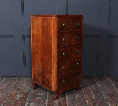 French Art Deco Tall Slim Chest of Drawers