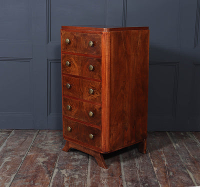 French Art Deco Tall Slim Chest of Drawers