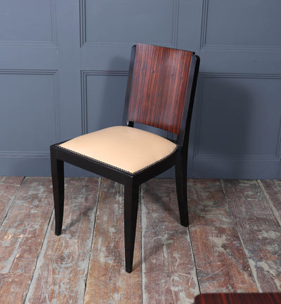 French Art Deco Macassar Ebony Dining Table and Six Chairs