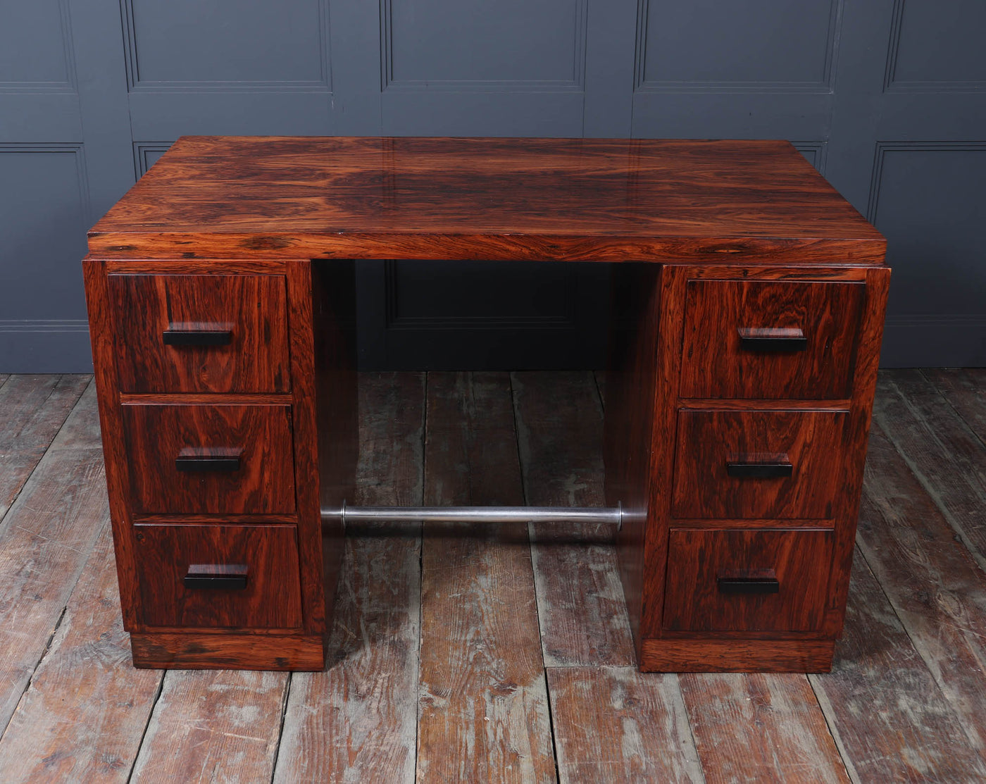 French Art Deco Six Drawer Desk