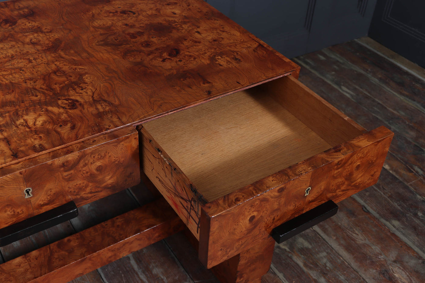 French Art Deco Desk in Burr Maple