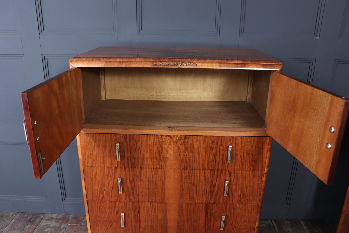 Art Deco Walnut Tallboy c1930