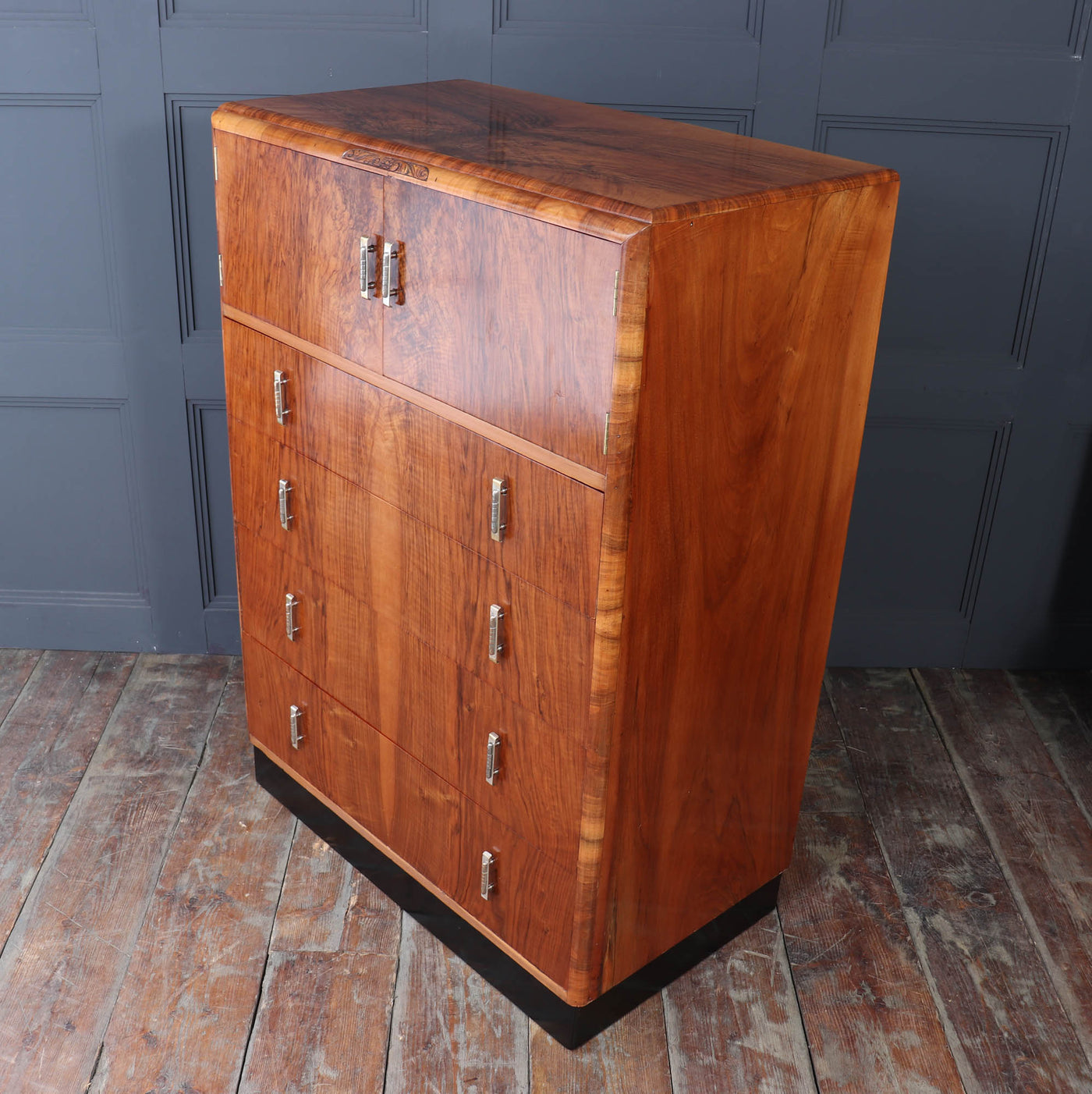 Art Deco Walnut Tallboy c1930