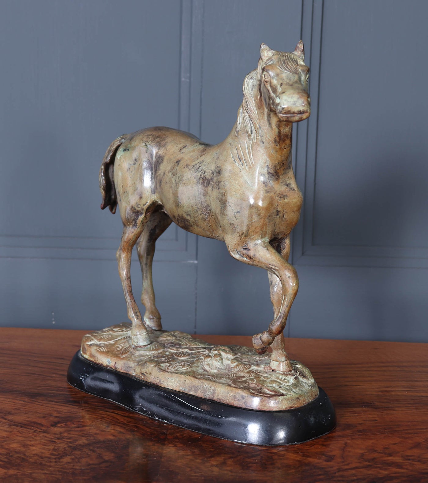 French Cold Painted Bronze Horse Sculpture