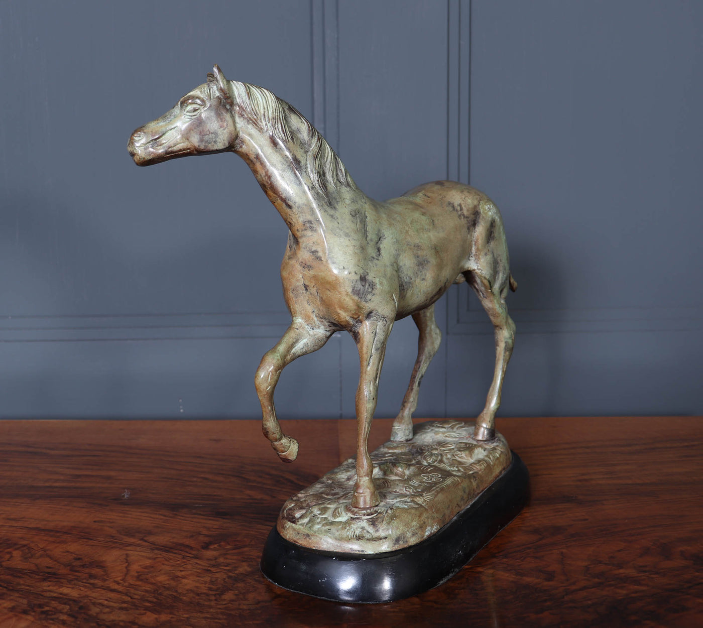 French Cold Painted Bronze Horse Sculpture