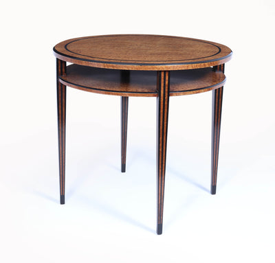 French Art Deco Table in Birdseye Maple and Ebony