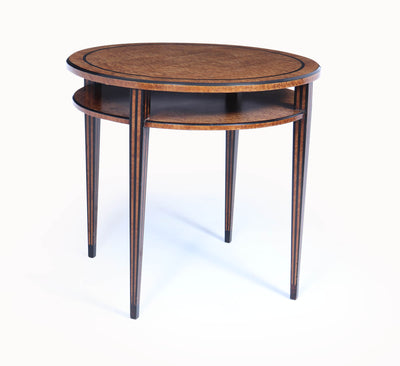 French Art Deco Table in Birdseye Maple and Ebony