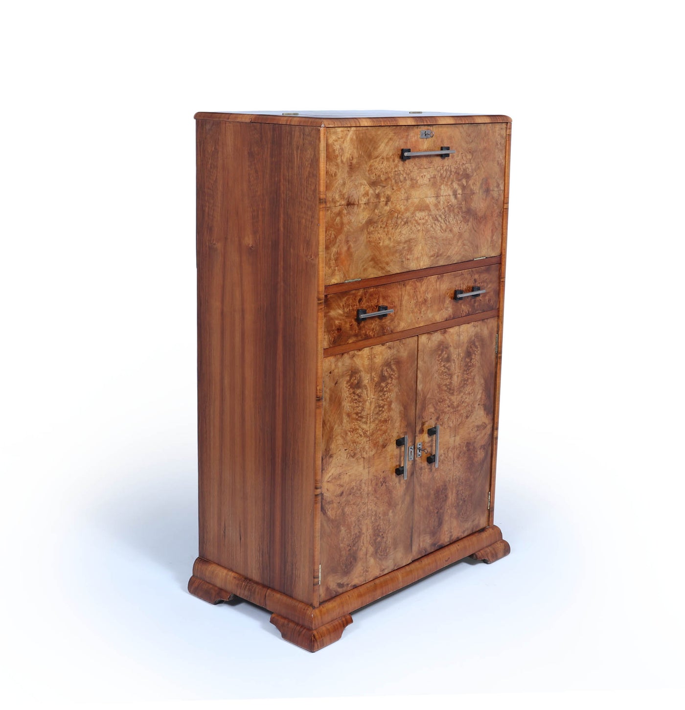 English Art Deco Cocktail Cabinet in Burr Walnut