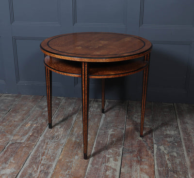 French Art Deco Table in Birdseye Maple and Ebony