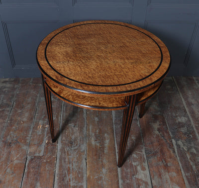 French Art Deco Table in Birdseye Maple and Ebony