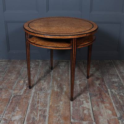 French Art Deco Table in Birdseye Maple and Ebony