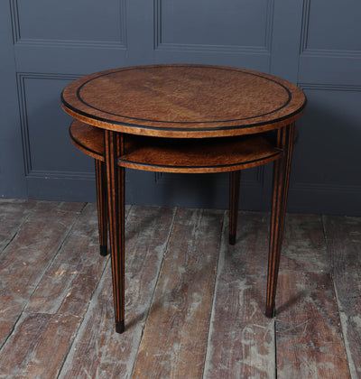 French Art Deco Table in Birdseye Maple and Ebony