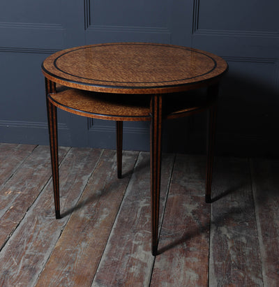 French Art Deco Table in Birdseye Maple and Ebony