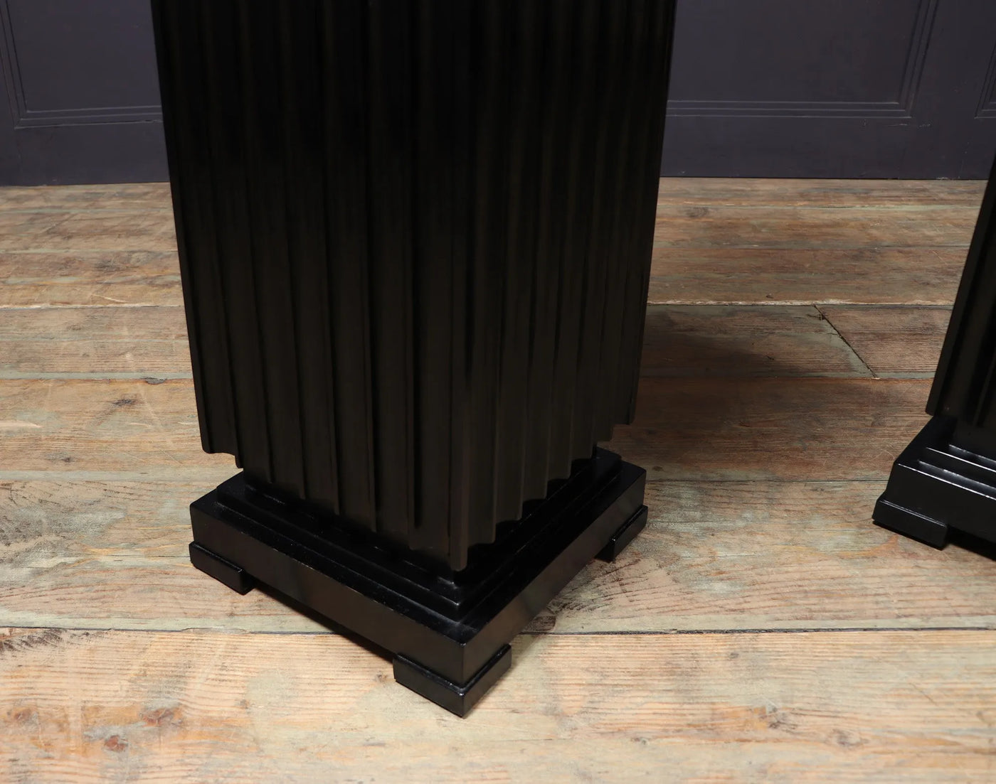 Pair of French Art Deco Ebonised Fluted Columns