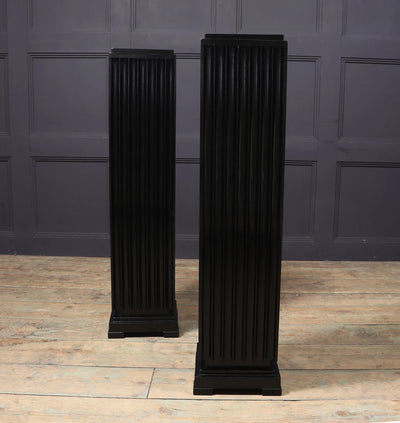 Pair of French Art Deco Ebonised Fluted Columns