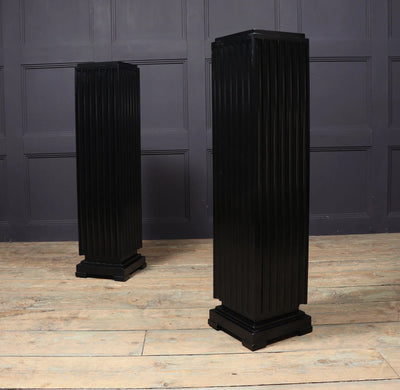 Pair of French Art Deco Ebonised Fluted Columns