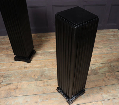 Pair of French Art Deco Ebonised Fluted Columns