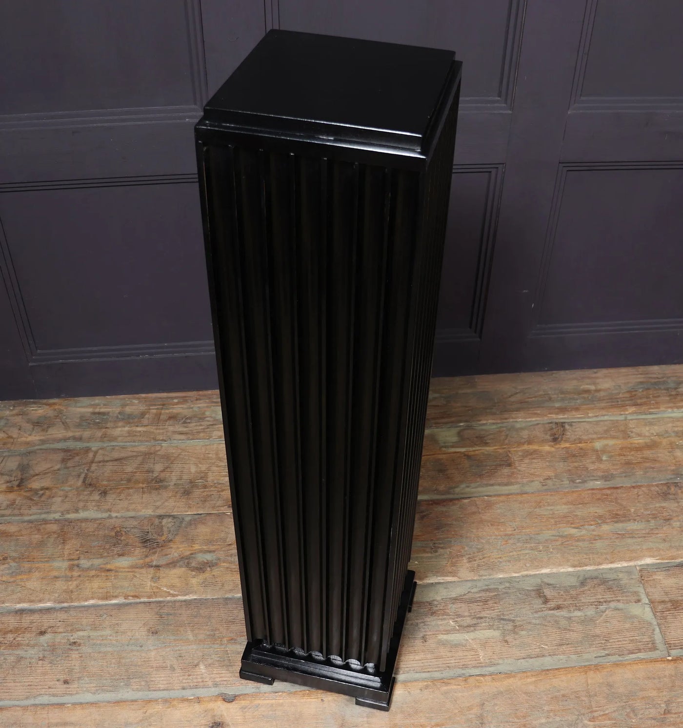 Pair of French Art Deco Ebonised Fluted Columns