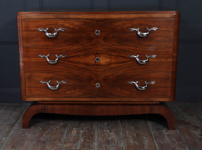 Large French Art Deco Walnut Chest