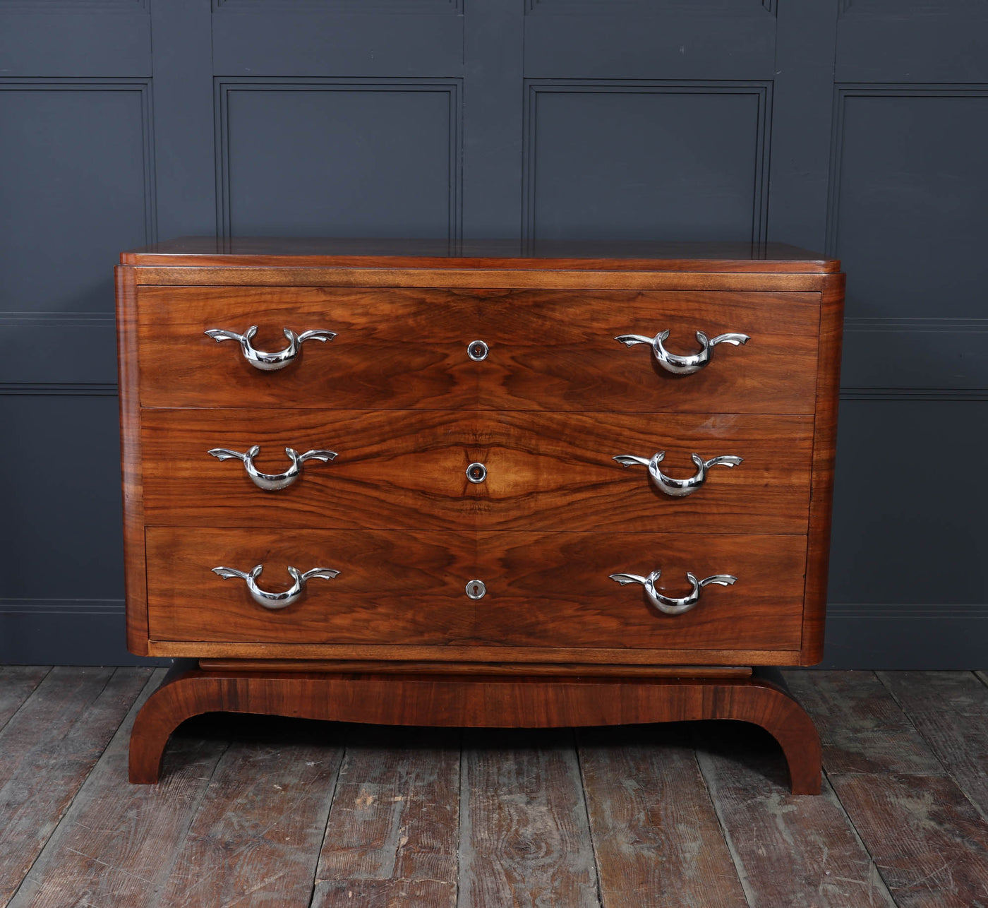 Large French Art Deco Walnut Chest