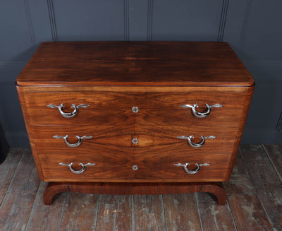 Large French Art Deco Walnut Chest