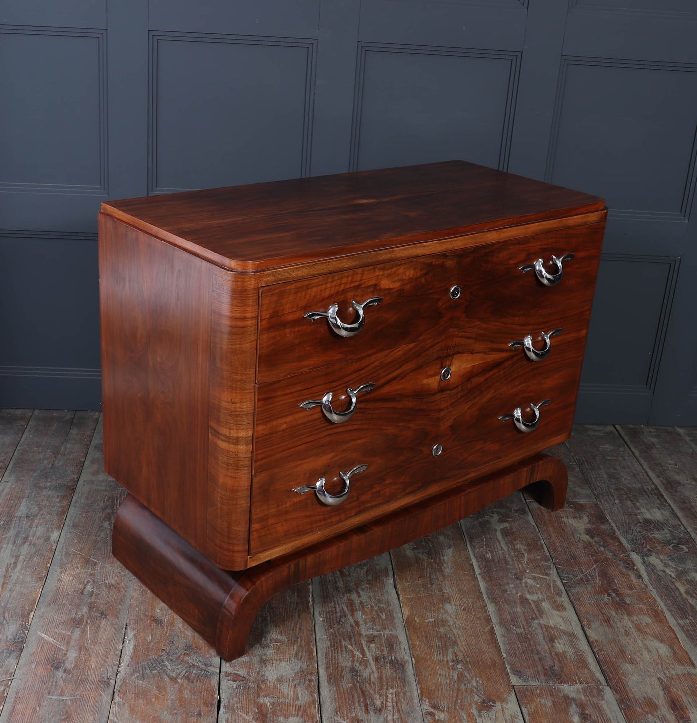 Large French Art Deco Walnut Chest