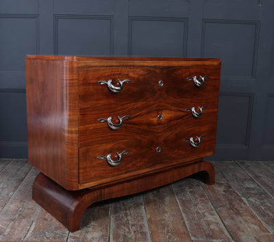 Large French Art Deco Walnut Chest