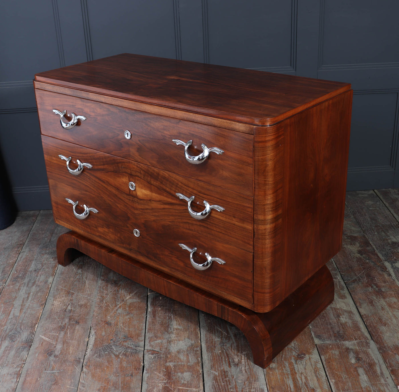 Large French Art Deco Walnut Chest