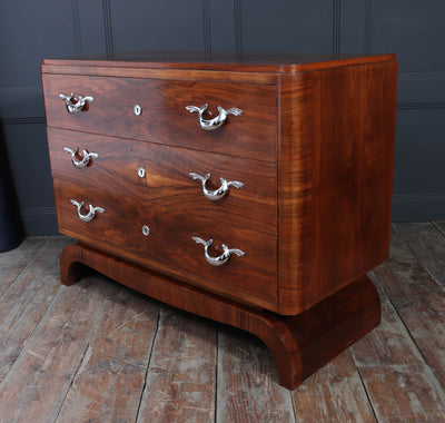 Large French Art Deco Walnut Chest