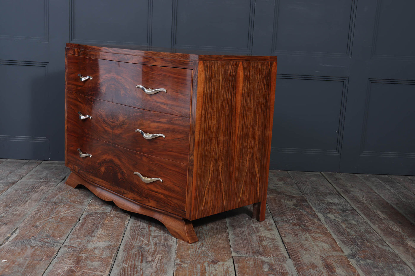 French Art Deco Walnut Chest of Drawers 