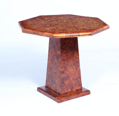 French Occasional pedestal table in burr elm