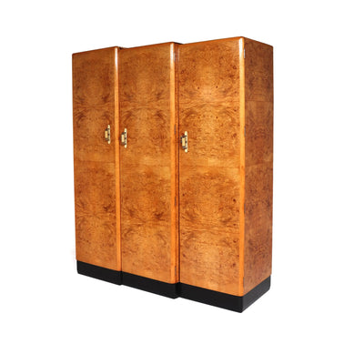 Art Deco Burr Maple triple Wardrobe c1930