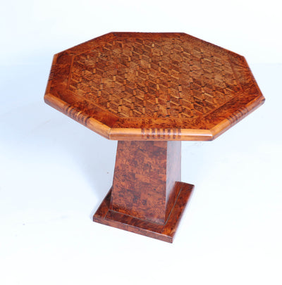 French Occasional pedestal table in burr elm