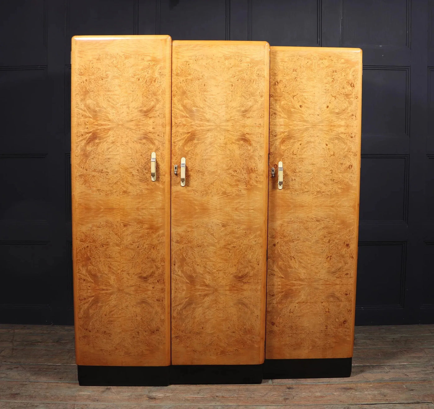 Art Deco Burr Maple triple Wardrobe c1930