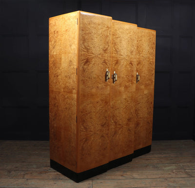 Art Deco Burr Maple triple Wardrobe c1930