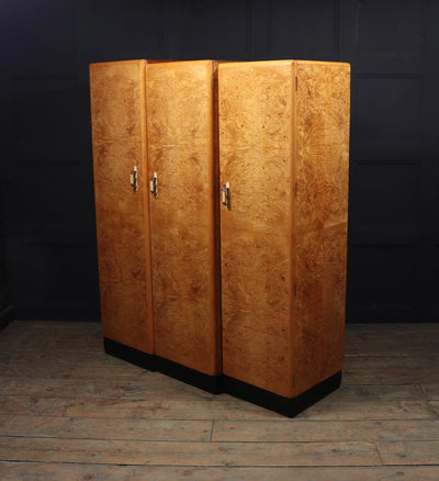 Art Deco Burr Maple triple Wardrobe c1930