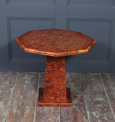 French Occasional pedestal table in burr elm