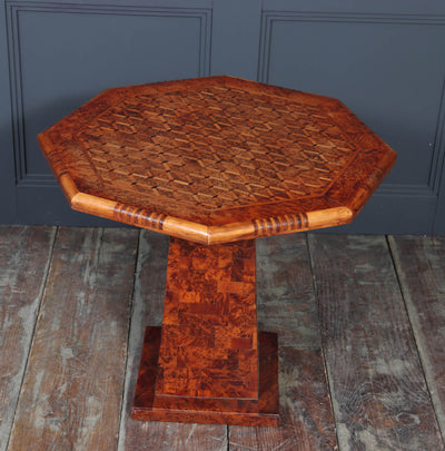 French Occasional pedestal table in burr elm