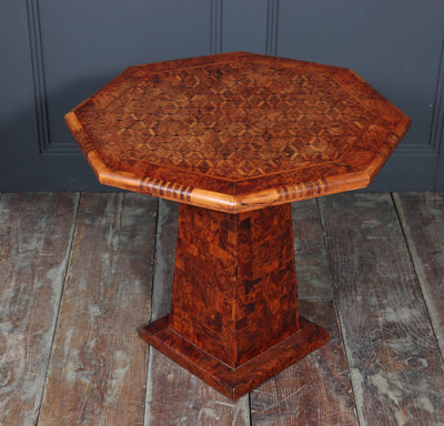 French Occasional pedestal table in burr elm