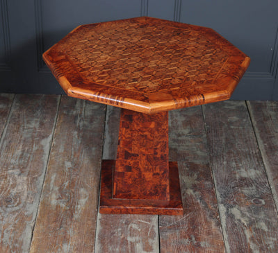 French Occasional pedestal table in burr elm